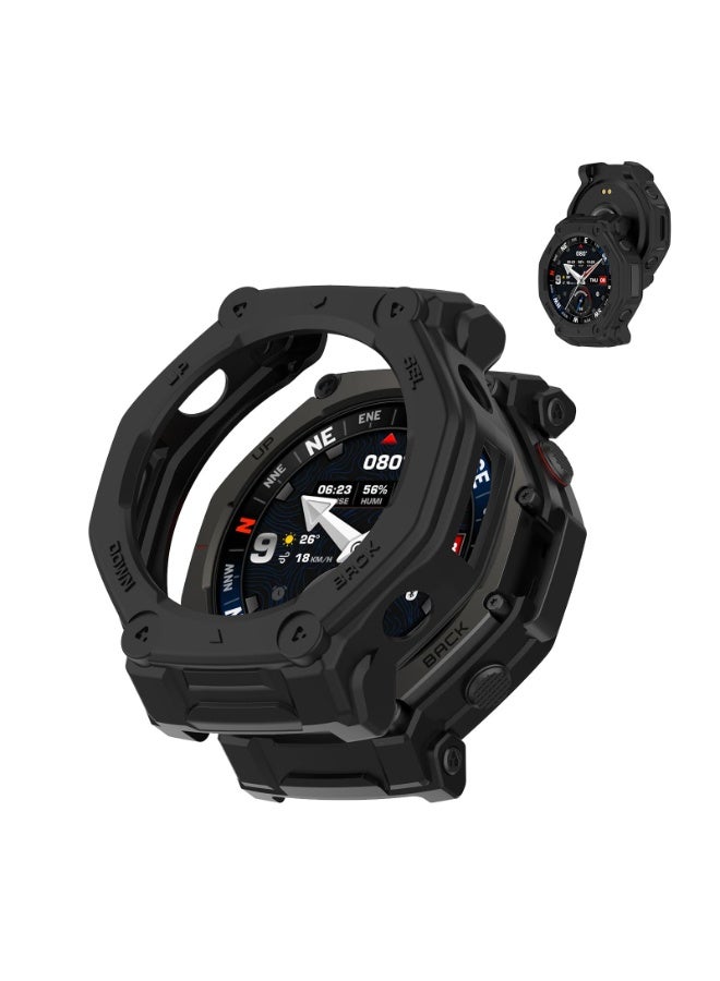 حالة لـ Amazfit T-Rex3 Pro 48mm تصميم جوف غطاء واقي TPU ، مقاوم للصدمات ، رقيق وخفيف الوزن ، متوافق مع Amazfit T-Rex3 Pro 48MM Smartwatch (أسود) - Image 1