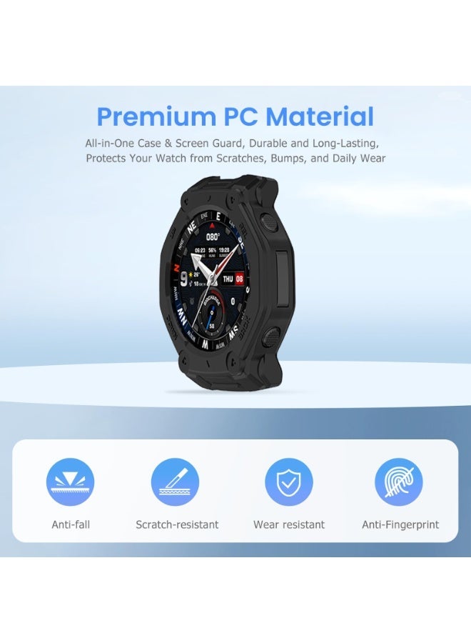 حالة لـ Amazfit T-Rex3 Pro 48mm تصميم جوف غطاء واقي TPU ، مقاوم للصدمات ، رقيق وخفيف الوزن ، متوافق مع Amazfit T-Rex3 Pro 48MM Smartwatch (أسود) - Image 5