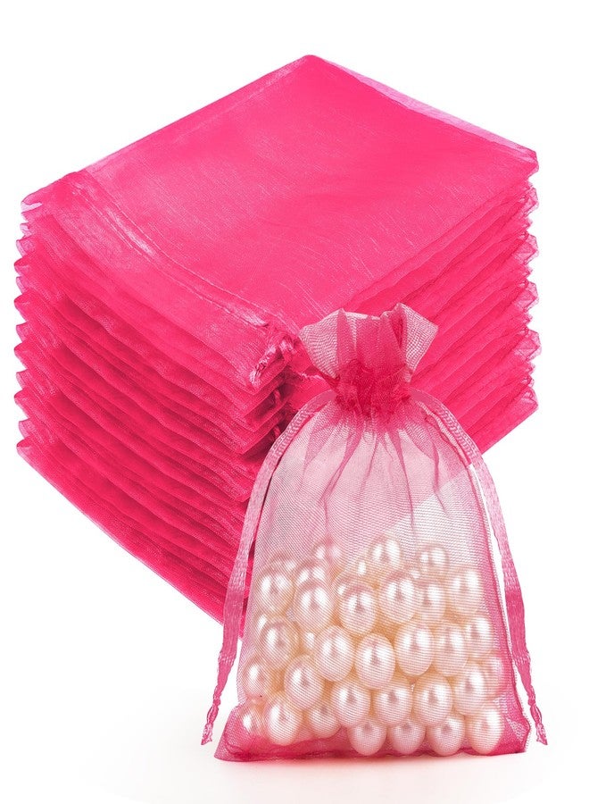 Crweety 50 Pcs, Organza Packaging Bags (Hot Pink, 3 x 4 Inch) - Image 1