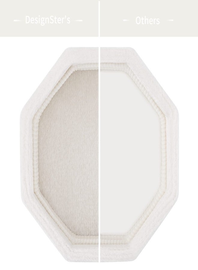 DesignSter Ring Box for Wedding Ceremony Octagon 3 Slots Velvet Ring Box Wedding Ring Box Premium Ring Bearer Boxes for Proposal Engagement (Beige) - Image 4