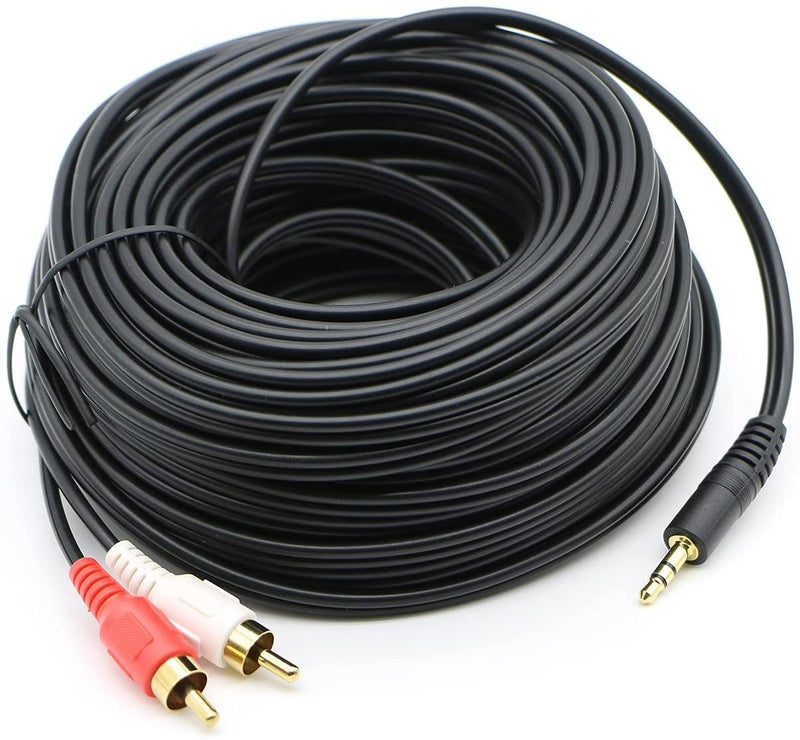 KEBILSHOP 2 RCA to Aux Cable 10 Meter (32 Feet), 3.5mm Male Stereo to 2 RAC Male Audio Adapter Cable, Aux to Dual RCA Connector for Speakers, Home Theater & Audio Devices - Image 1