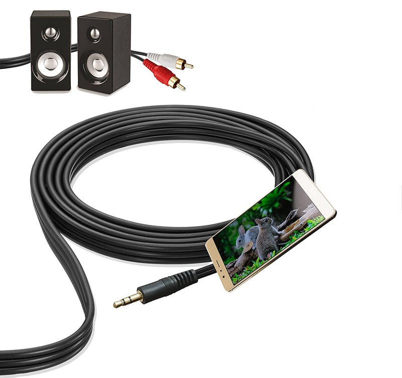 KEBILSHOP 2 RCA to Aux Cable 10 Meter (32 Feet), 3.5mm Male Stereo to 2 RAC Male Audio Adapter Cable, Aux to Dual RCA Connector for Speakers, Home Theater & Audio Devices - Image 3
