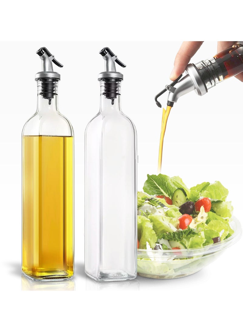 Bouratt Premium Oil Dispenser Bottles - 500ml Capacity, Drip-Free Pouring, Durable Glass, Reusable and Eco-Friendly for Olive Oil, Vinegar and Cooking Oils (Set of 2) Glass Oil Sprayer - Image 1