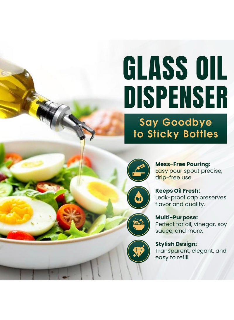 Bouratt Premium Oil Dispenser Bottles - 500ml Capacity, Drip-Free Pouring, Durable Glass, Reusable and Eco-Friendly for Olive Oil, Vinegar and Cooking Oils (Set of 2) Glass Oil Sprayer - Image 3