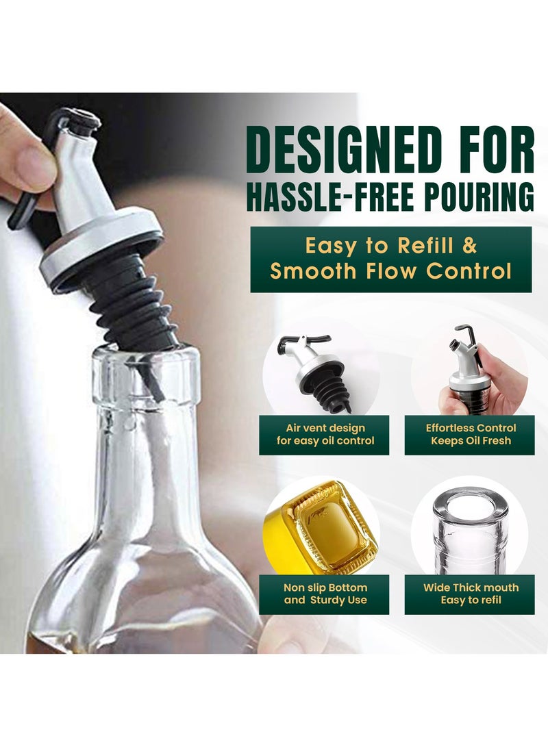 Bouratt Premium Oil Dispenser Bottles - 500ml Capacity, Drip-Free Pouring, Durable Glass, Reusable and Eco-Friendly for Olive Oil, Vinegar and Cooking Oils (Set of 2) Glass Oil Sprayer - Image 4
