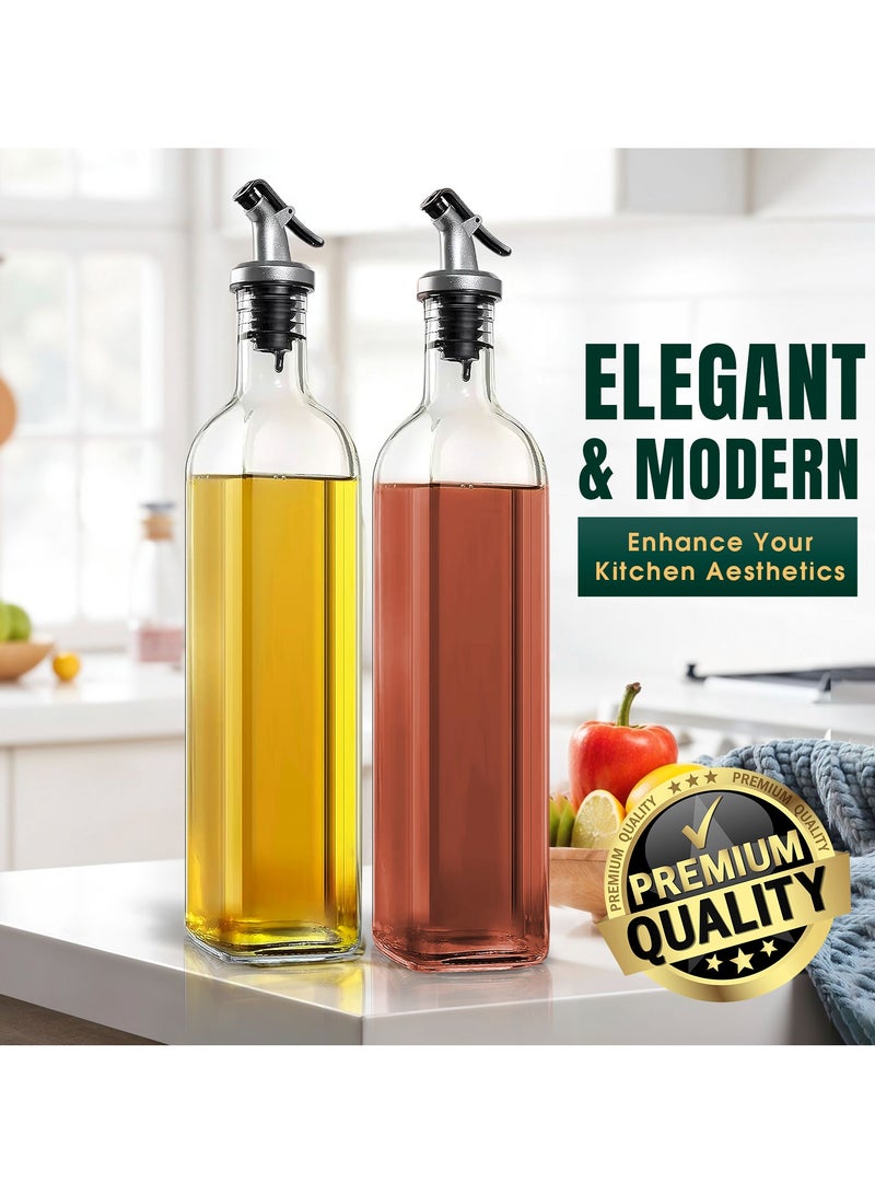 Bouratt Premium Oil Dispenser Bottles - 500ml Capacity, Drip-Free Pouring, Durable Glass, Reusable and Eco-Friendly for Olive Oil, Vinegar and Cooking Oils (Set of 2) Glass Oil Sprayer - Image 5