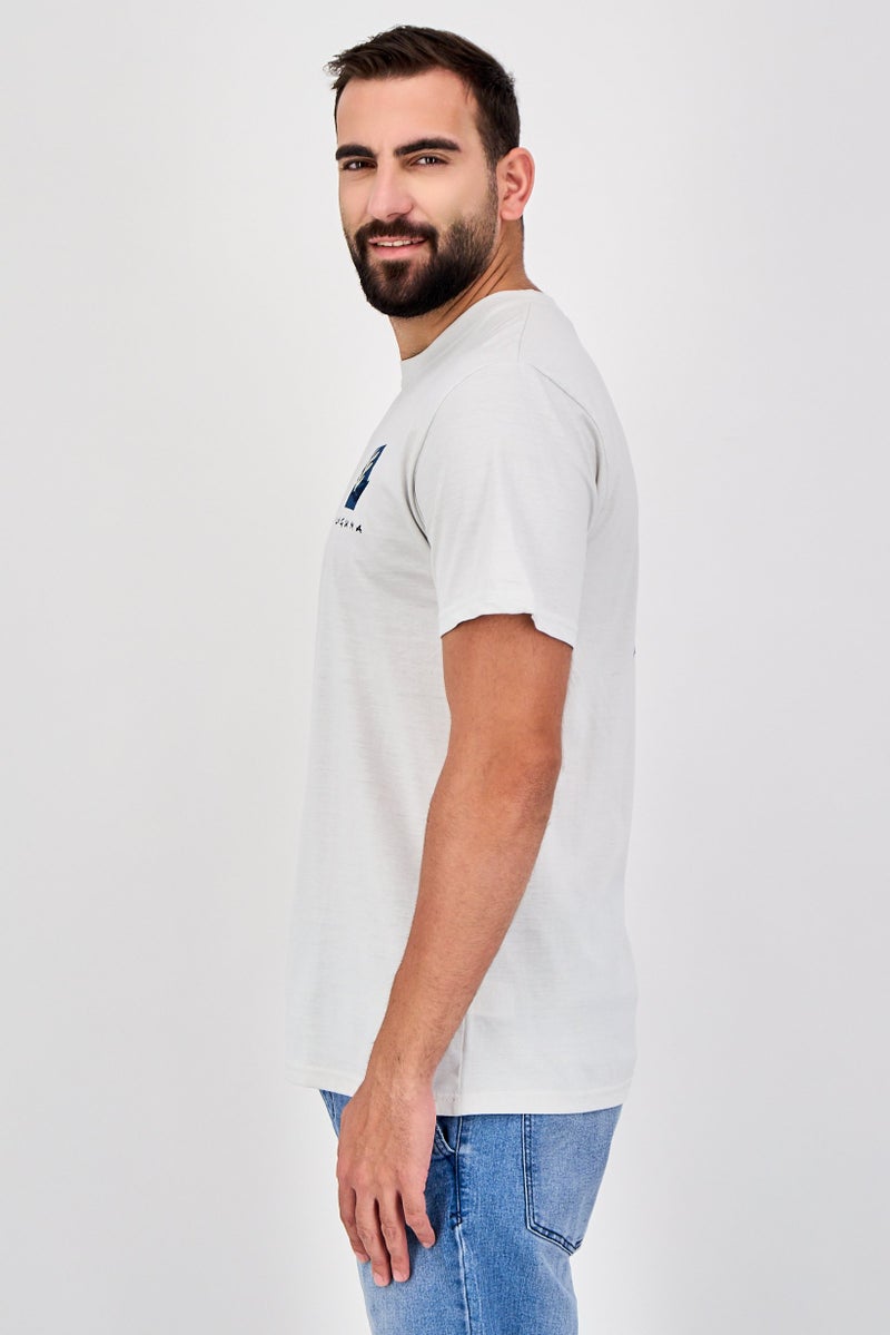Laguna Men Regular Fit Embroidered Logo Short Sleeve T-Shirt, Light Grey - Image 2