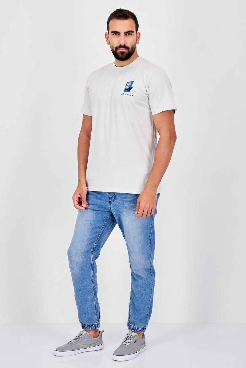 Laguna Men Regular Fit Embroidered Logo Short Sleeve T-Shirt, Light Grey - Image 4
