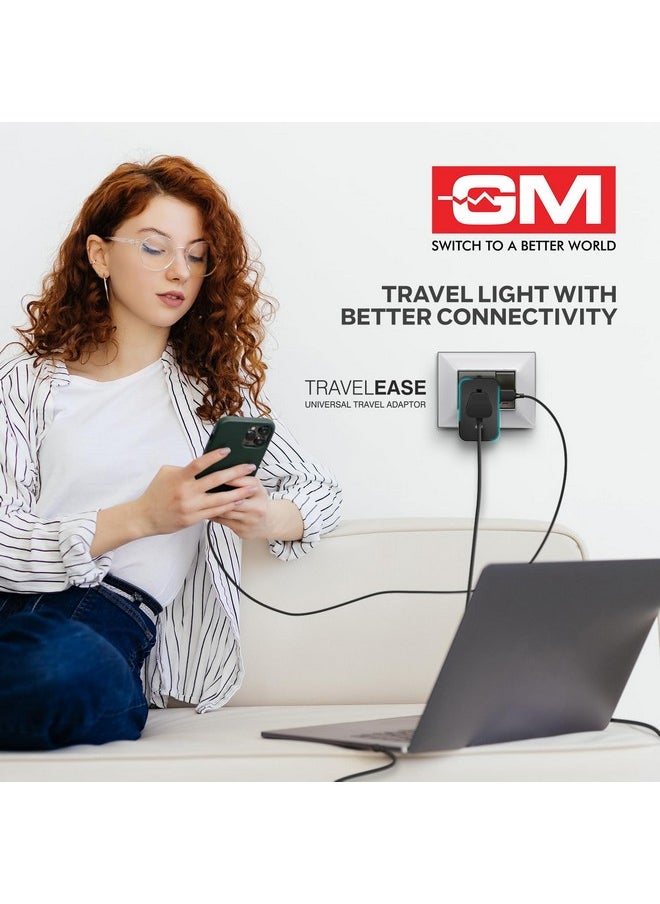 GM GM 3064 Universal Travel Adaptor|LED Indicator|Multi plug Connetion|Type C|Type A|Compact and Light Weight Universal Adaptor - Black  - Image 2