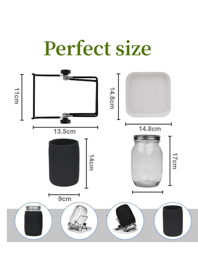 Beauenty Sprouting Kit, One Pieces 32oz Seed Sprouting Jar Kit, Wide Mouth Quart Mason Jars with 304 Stainless Steel Screen Sprout Lids, 86mm Caliber with Tray, Stand, Shading Bag - Image 3
