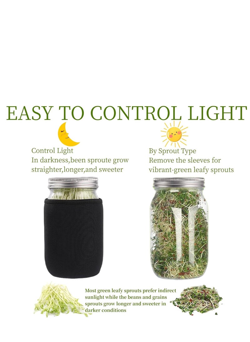 Beauenty Sprouting Kit, One Pieces 32oz Seed Sprouting Jar Kit, Wide Mouth Quart Mason Jars with 304 Stainless Steel Screen Sprout Lids, 86mm Caliber with Tray, Stand, Shading Bag - Image 2