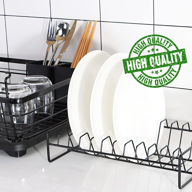 Rness Dish Drying Stand Over Sink, 2 Tier Large Capacity Organizer Rack for Kitchen with Utensil Holder, Plate Stand Holder, Countertop, Antibacterial, Black - Image 5