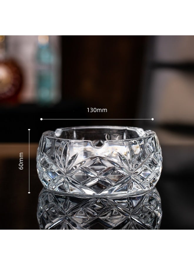 Crystal Glass Ashtray with Diamond Pattern - Handmade, Waterproof & Heat Resistant for Indoor/Outdoor Use, Home, Bar, Restaurant Decoration