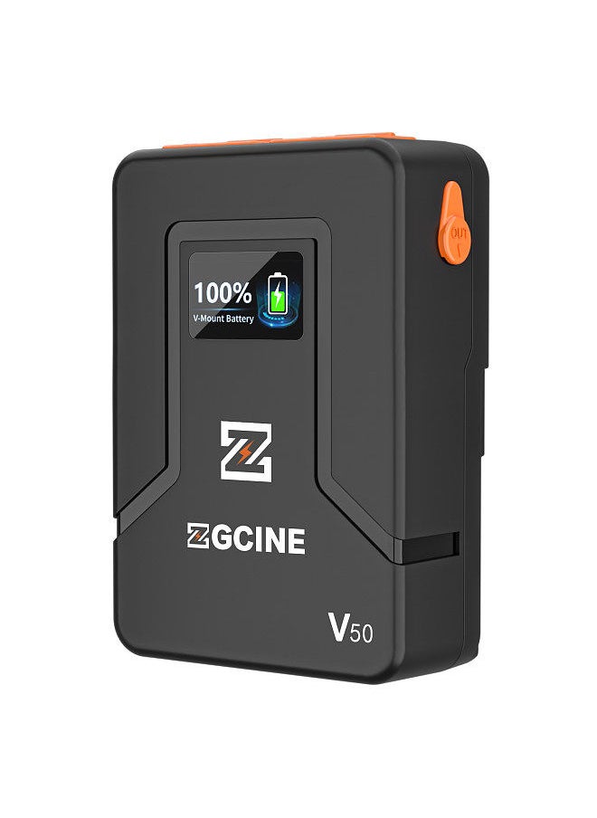 ZGCINE ZG-V50 Portable V-Lock Battery 3400mAh 14.8V 50Wh Large Capacity V-Mount Battery with D-Tap USB-C BP Input & Output USB-A DC Outputs