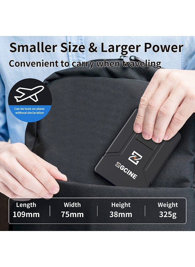 ZGCINE ZG-V50 Portable V-Lock Battery 3400mAh 14.8V 50Wh Large Capacity V-Mount Battery with D-Tap USB-C BP Input & Output USB-A DC Outputs