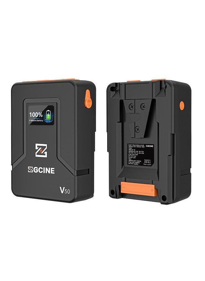 ZGCINE ZG-V50 Portable V-Lock Battery 3400mAh 14.8V 50Wh Large Capacity V-Mount Battery with D-Tap USB-C BP Input & Output USB-A DC Outputs