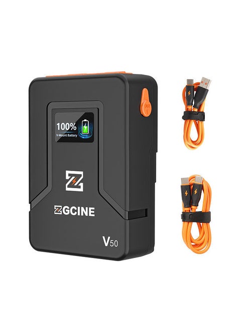 ZGCINE ZG-V50 Portable V-Lock Battery 3400mAh 14.8V 50Wh Large Capacity V-Mount Battery with D-Tap USB-C BP Input & Output USB-A DC Outputs