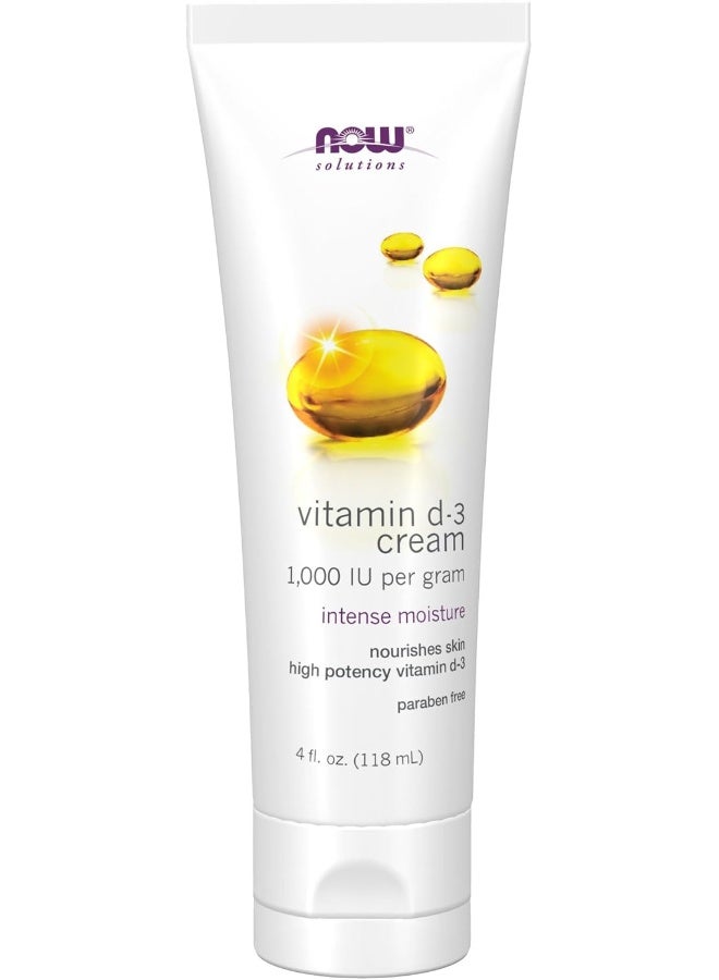 now Solutions, Vitamin D-3 Cream 1,000 Iu Per Gram, High-Potency, Intense Moisture, 4-Ounce 