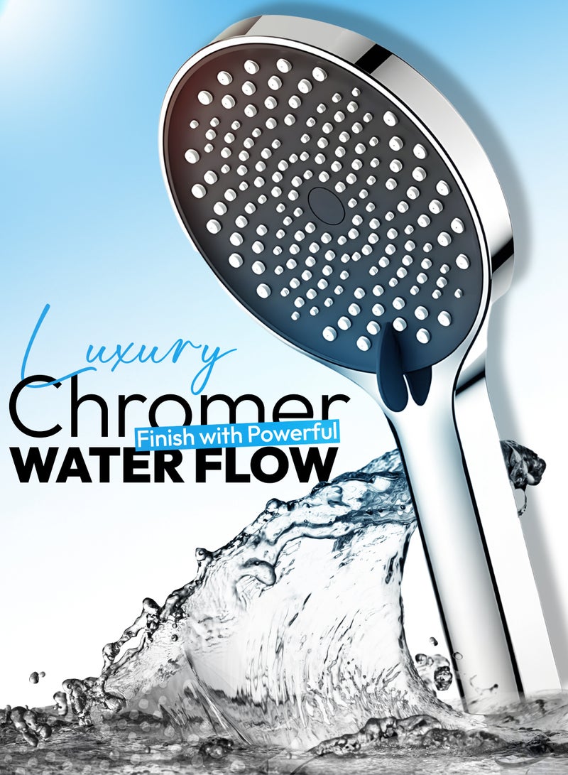 ABJ Handheld Shower Head Set – 5.2-Inch Showerhead with 3 Spray Modes, 60-Inch Stainless Steel Hose & Wall-Mounted Holder (Shower Set) - Image 4