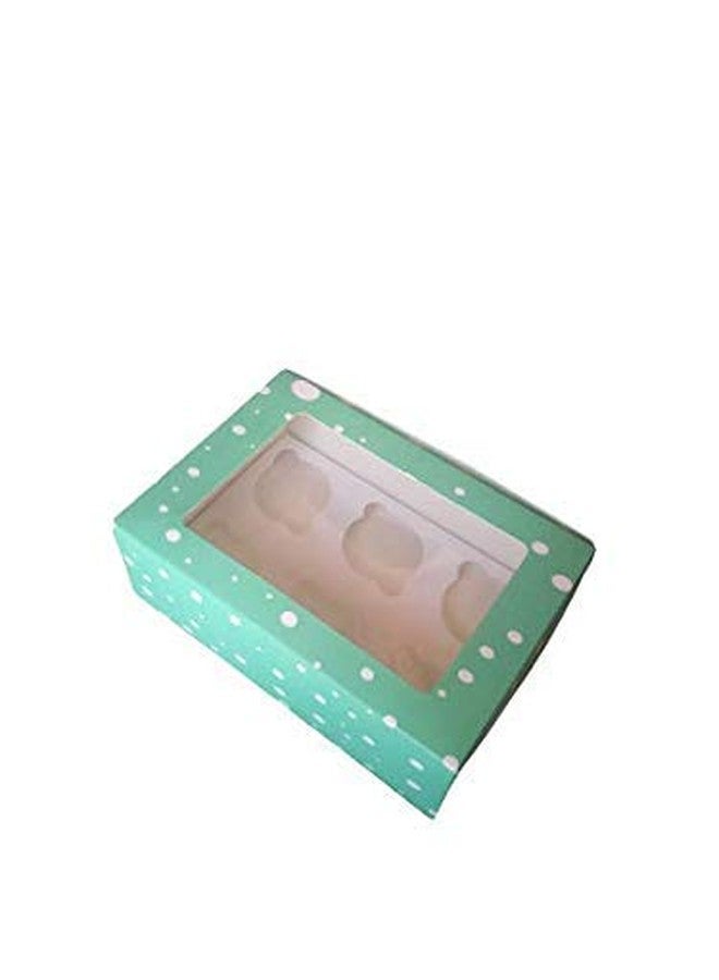 Bakerelation Cupcake Boxes for 6 Cupcakes- Pack of 10 Pieces, Green Dotted - Image 2