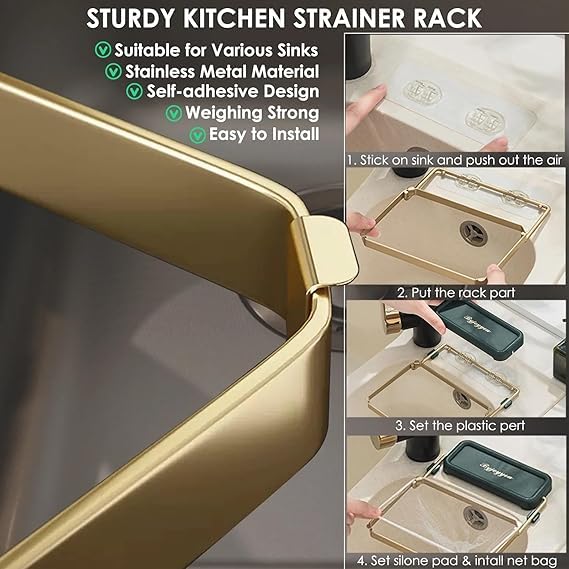 VAUGHN Kitchen Sink Drain Filter Strainer for Kitchen Sink net Sink Drain Rack with Strainer net Food Catcher for Kitchen Sink with 50pcs Mesh Bags - Image 4