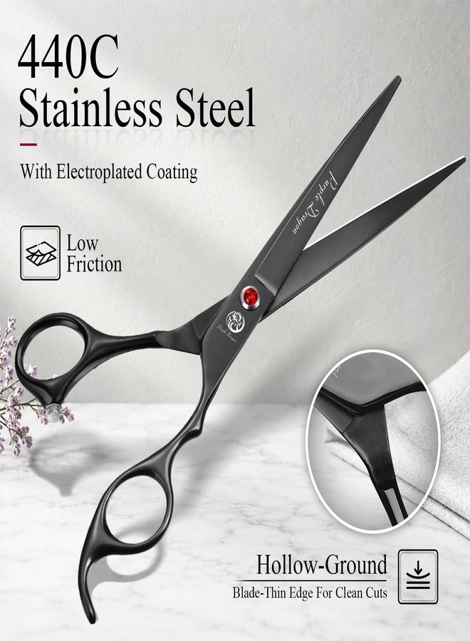 Purple Dragon Dog Grooming Scissors Set - 7 inch Black Pet Scissors Kit - Image 2