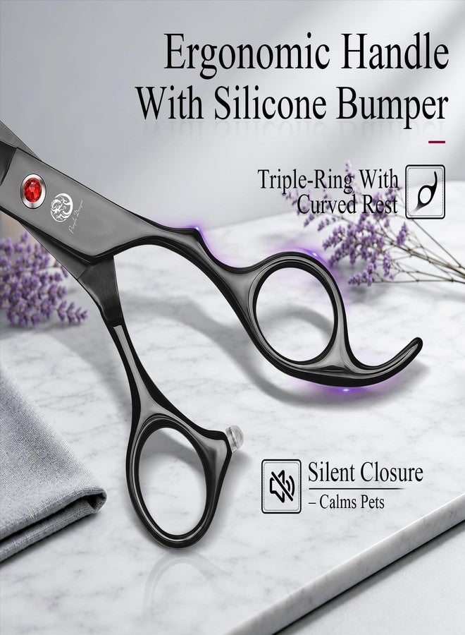Purple Dragon Dog Grooming Scissors Set - 7 inch Black Pet Scissors Kit - Image 3