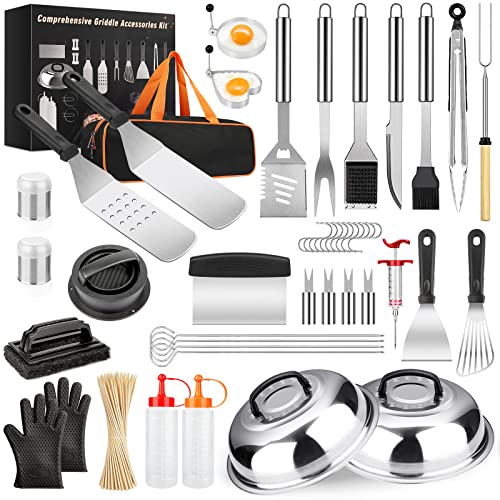 Yekale Griddle Accessories Kit, 144 Pcs Griddle Grill Tools Set for Blackstone and Camp Chef, Professional Grill BBQ Spatula Set with Basting Cover, Spatula, Scraper, Bottle, Tongs, Egg Ring (Rectangular) - Image 1