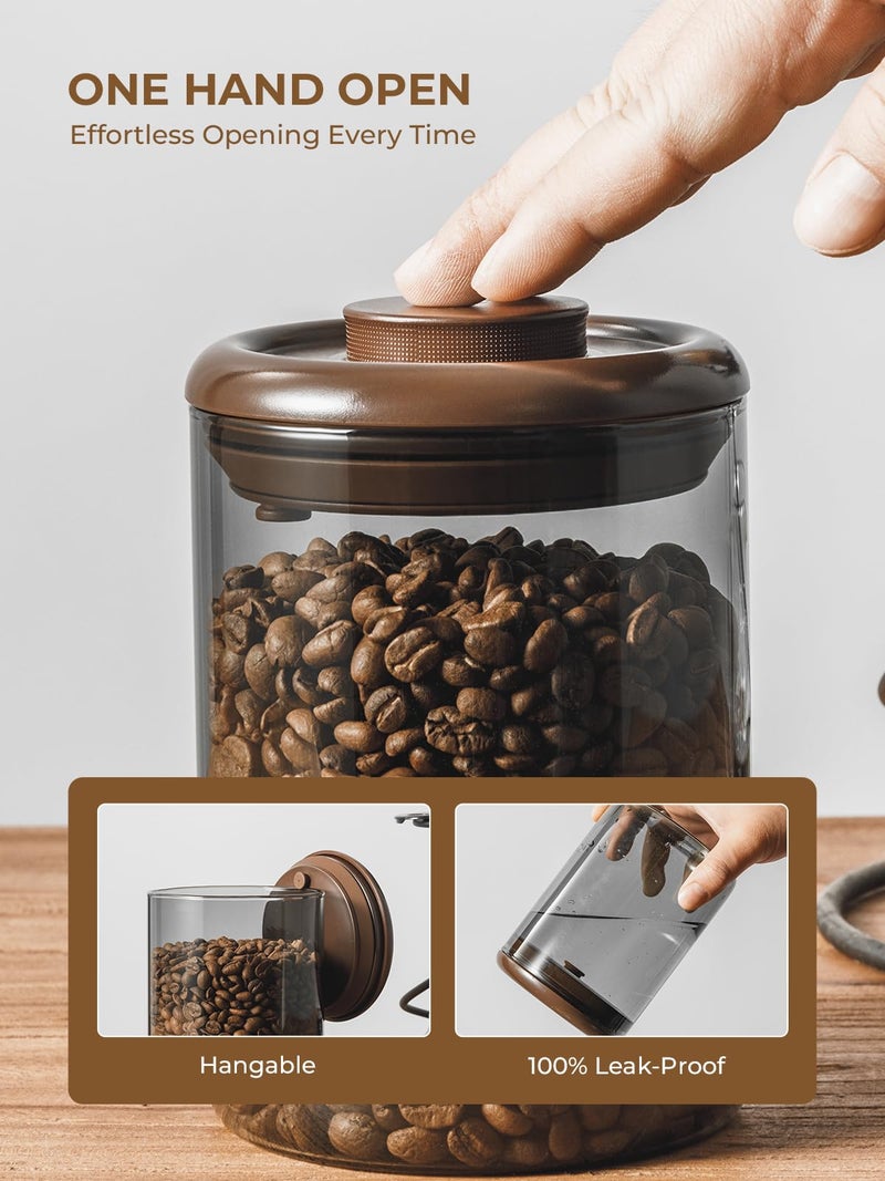 Tourdeus Ground Coffee Glass Container Airtight 10 oz â€“ Pop Top Ground Coffee Canister with COâ‚‚ Valve, 0.63lb Coffee Bean Container, UV Resistant - Image 2