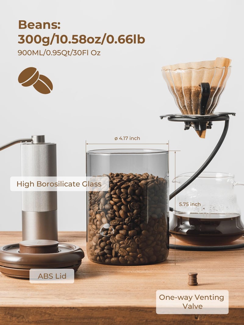 Tourdeus Ground Coffee Glass Container Airtight 10 oz â€“ Pop Top Ground Coffee Canister with COâ‚‚ Valve, 0.63lb Coffee Bean Container, UV Resistant - Image 5