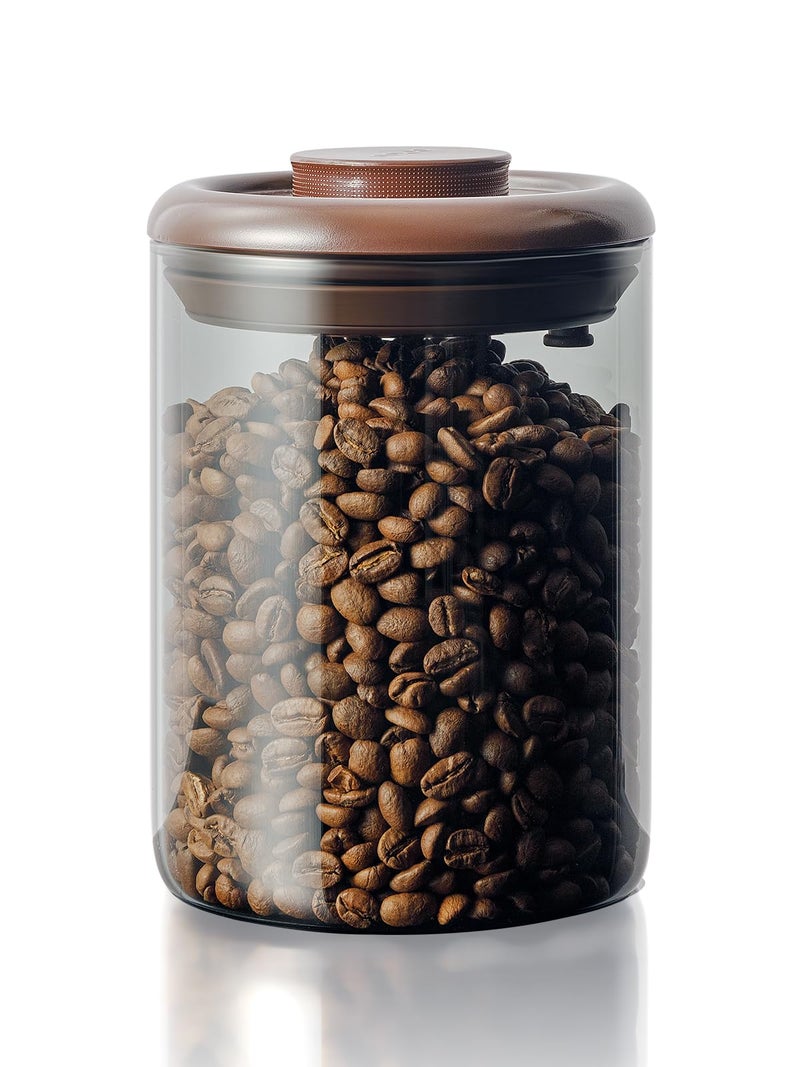 Tourdeus Ground Coffee Glass Container Airtight 10 oz â€“ Pop Top Ground Coffee Canister with COâ‚‚ Valve, 0.63lb Coffee Bean Container, UV Resistant - Image 1