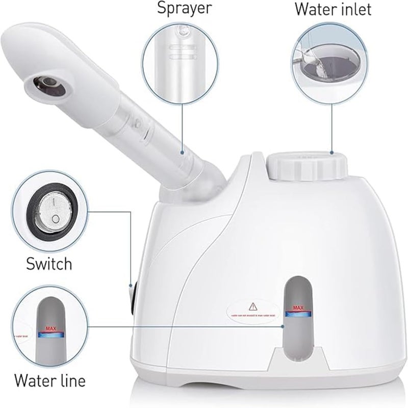 Qtavia Facial Steamer K33S Face Nose and Cough Steam Vaporizer Nozzle Inhaler Facial Sauna and Facial Steamer Machine for Adults and Kids Menand Women MultiPurpose Steamer White - Image 3