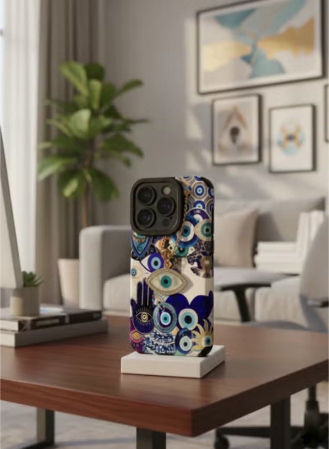 Grace 16 pro max case - Evil Eye & Hamsa Hand Phone Case for iPhone 16 pro max – Blue Aesthetic Protection Symbol Cover - Image 1