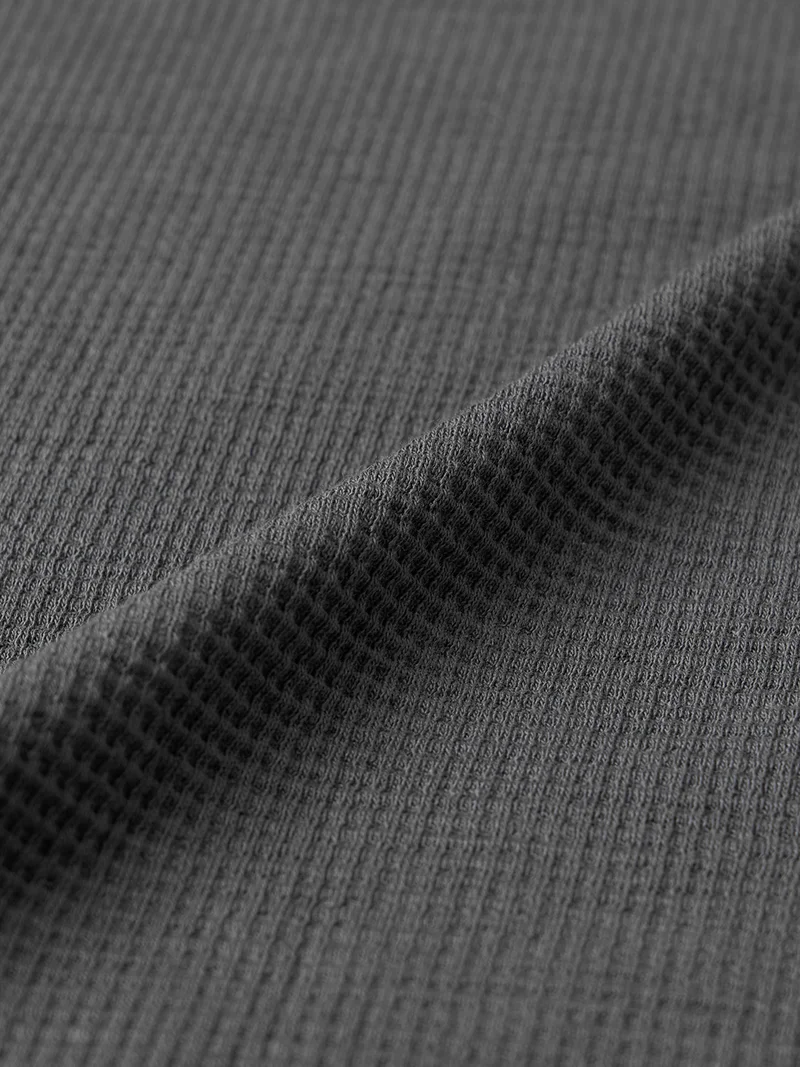 The Souled Store  The Souled Store: Storm Men and Boys Short Sleeve Spread Collar Dark Grey Embroidered Cotton Blend Oversized Fit Waffle Textured Modern Streetwear Everyday Polo Shirts  | Best Price UAE