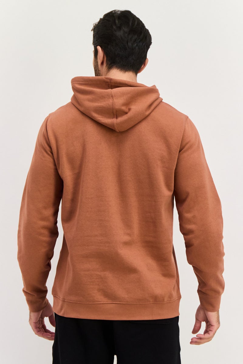 Hurley Men Hooded Brand Logo Long Sleeve Sweatshirt, Brown  - Image 3