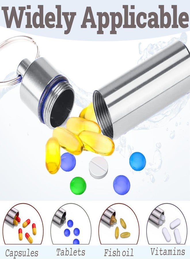 QIOOLEEO 4pcs 𝐏𝐢𝐥𝐥 𝐂𝐚𝐬𝐞, Travel Pill Case Small Portable Waterproof 𝗣𝗶𝗹𝗹 𝗕𝗼𝘅𝗲𝘀 with Keychain, Made from Durable Al and Ti, Ideal for Secure Medication Storage During Outdoor Travel Daily Use - Image 3