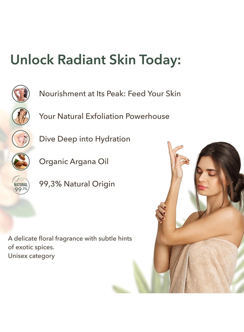 ECOLATIER مقشر الجسم بزيت الأركان العضوي – مقشر ملحي عميق للنساء والرجال، 99.3% طبيعي، نباتي، مقشر لطيف مرطب لبشرة ناعمة، 8.5 أونصة سائلة - إيكولاتير - Image 5