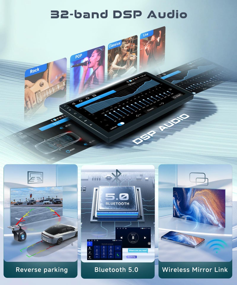 Podofo 4G+64G Car Radio Stereo for Honda Pilot 2006 2007 2008 with Wireless CarPlay Android Auto, 9 Inch 1280 * 720P IPS Touch Screen Android 13 GPS WiFi Bluetooth 32-Band DSP SWC HD Camera - Image 5