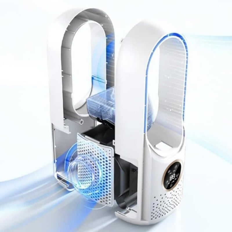 GLEVAR Portable Air Conditioner – USB Air Cooler – 6 Speed Silent Cooling Fan, Bladeless Design, Timer Function, USB Powered, Humidifier, Energy Efficient, Compact for Home, Office, Dorm Use - Image 5