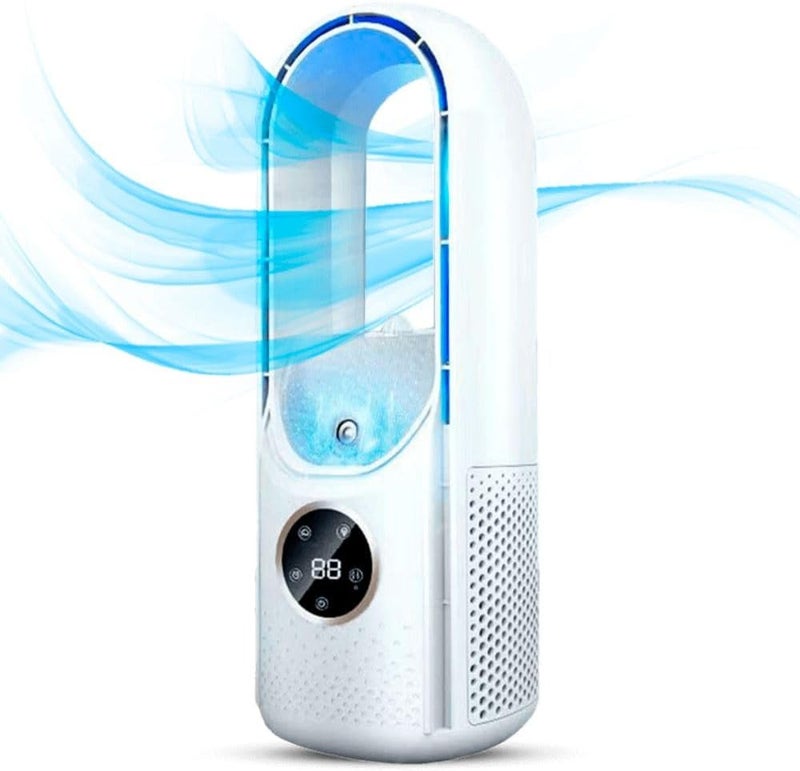 GLEVAR Portable Air Conditioner – USB Air Cooler – 6 Speed Silent Cooling Fan, Bladeless Design, Timer Function, USB Powered, Humidifier, Energy Efficient, Compact for Home, Office, Dorm Use - Image 1