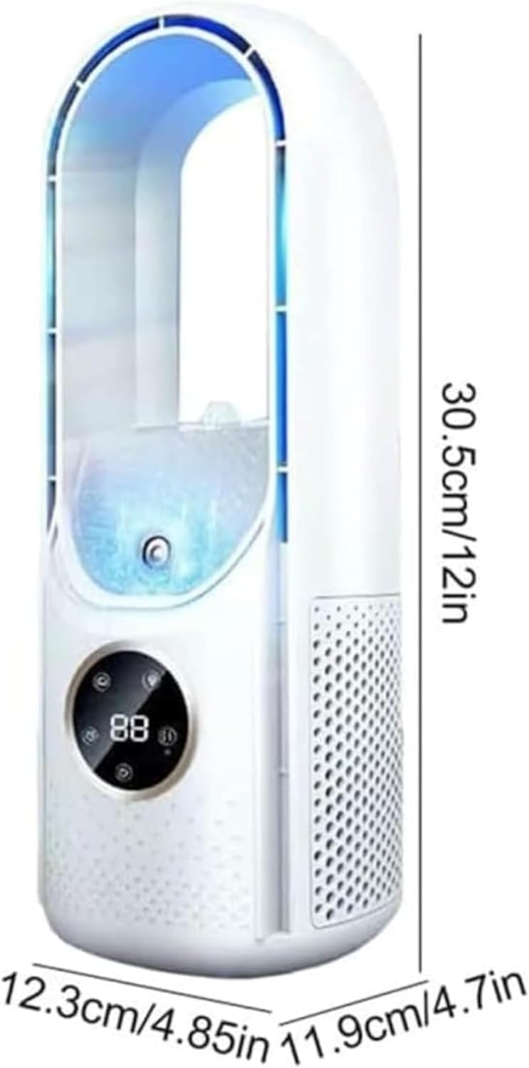 GLEVAR Portable Air Conditioner – USB Air Cooler – 6 Speed Silent Cooling Fan, Bladeless Design, Timer Function, USB Powered, Humidifier, Energy Efficient, Compact for Home, Office, Dorm Use - Image 3