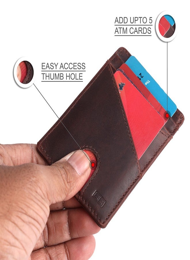 Brooklyn Bridge Genuine Leather Slim Minimalist Front Pocket Wallet - Credit Card Holder Card Cases with ID Window for Men Women - Image 3