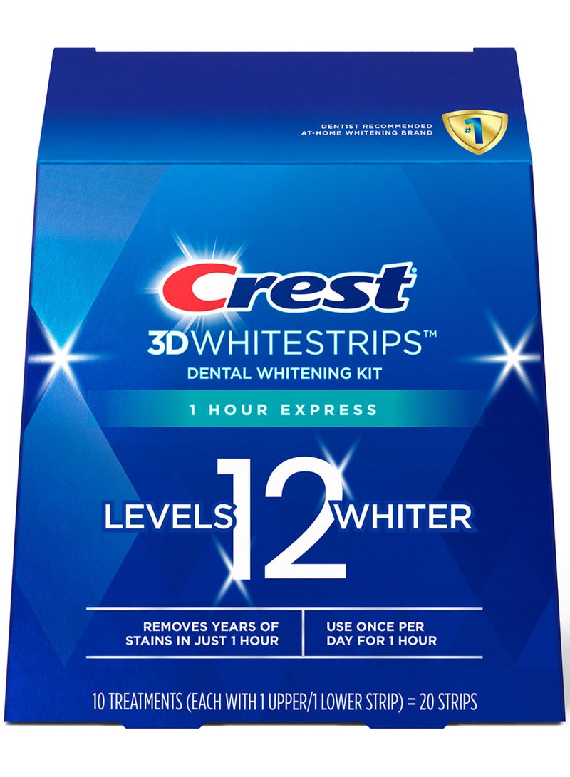 Crest 3D Whitestrips, Dental Whitening Kit, 1 Hour Express, 20 Strips - Image 1