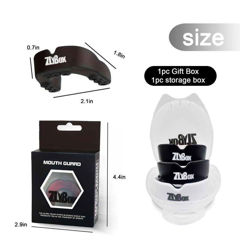 ZLYBox Dual-Layer Sports Mouth Guard for Adults & Youth with Case - Dental Protection for Boxing, Football, MMA, Hockey, Basketball, Lacrosse & All Contact Sports (Black red) - Image 3
