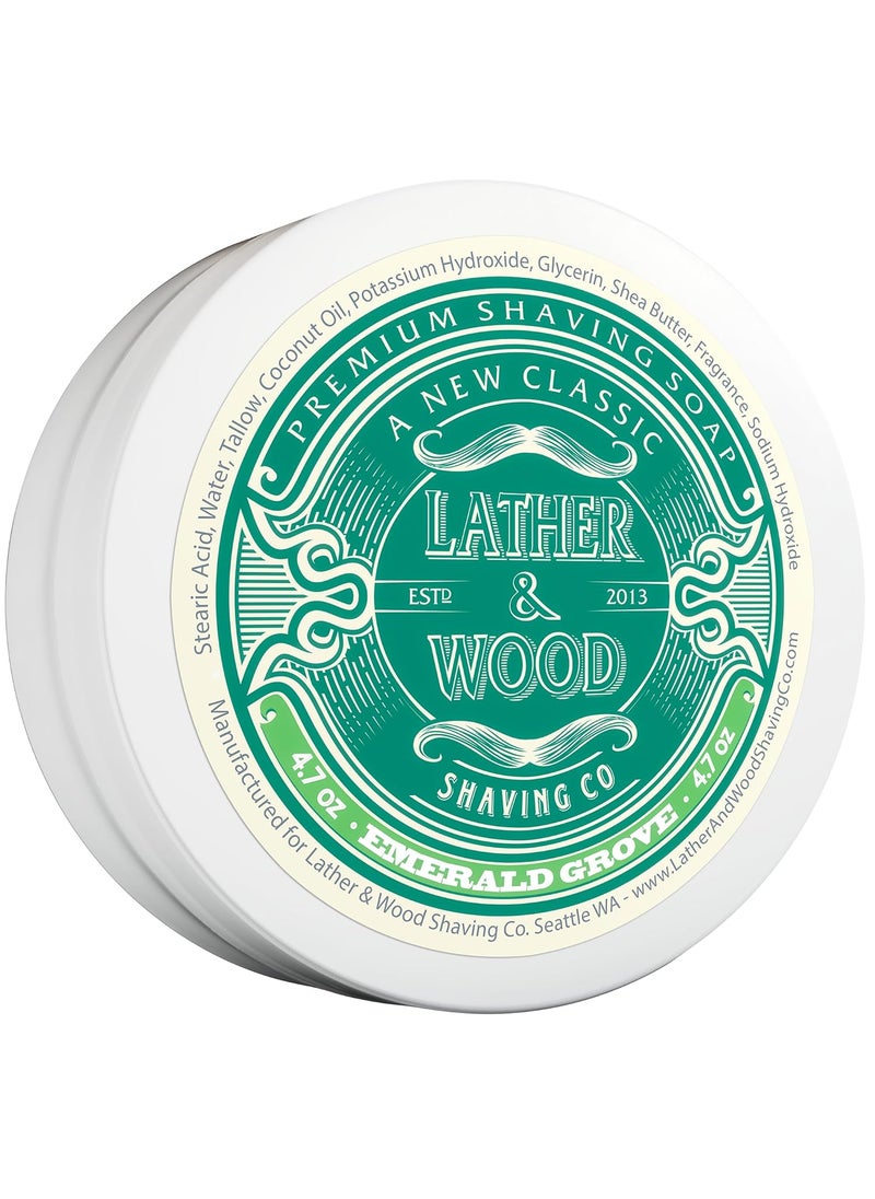 Lather & Wood Shaving Co - Lather  Wood Shaving Soap  Emerald Grove  Simply the Best Luxury Shaving Cream  Tallow  Dense Lather with Fantastic Scent for the Worlds Best Wet Shaving Routine 46 oz Emerald Grove - Image 1