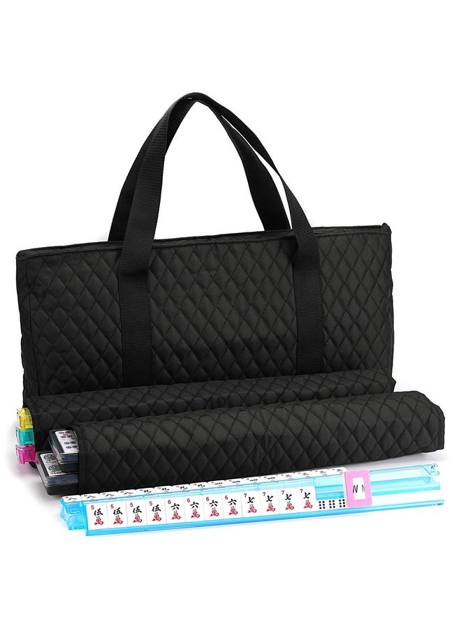 Mose Cafolo American Mahjong Game Set Black Quilted Soft Bag 166 Premium Tiles With 4 Allinone Rack/Pushers100 Chips Wind Indicator English Manual. Easy Carry Mahjongg Set  - Image 1