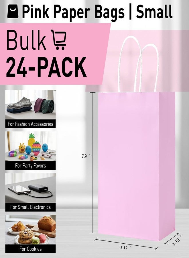SUNCOLOR 24-Pack Pink Gift Bags with Handles - 8" Goodie Bags with 24 Pink Tissue Papers for Party Favors, Baby Showers, Birthdays, Bridal Showers & Special Occasions - Image 2