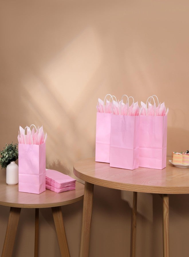 SUNCOLOR 24-Pack Pink Gift Bags with Handles - 8" Goodie Bags with 24 Pink Tissue Papers for Party Favors, Baby Showers, Birthdays, Bridal Showers & Special Occasions - Image 5