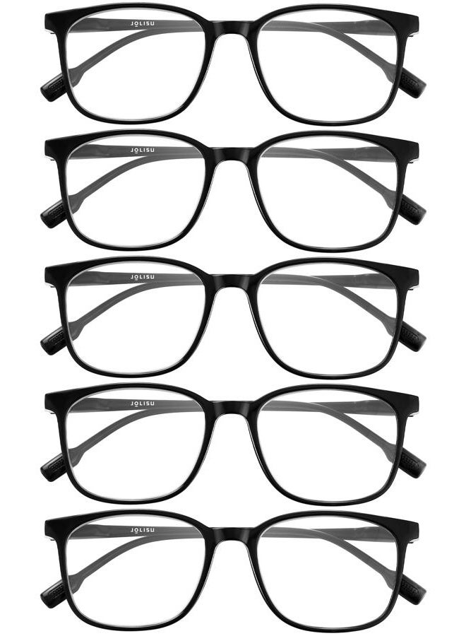 JOLISU 5-Pack of Reading Glasses - Classic Style, Spring Hinges, Sturdy and Durable, Blue Light Protection +1.75 - Image 1