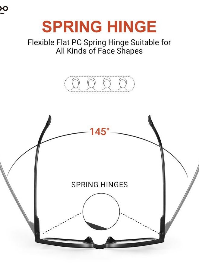 JOLISU 5-Pack of Reading Glasses - Classic Style, Spring Hinges, Sturdy and Durable, Blue Light Protection +1.75 - Image 4